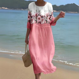Alina – Fließendes Midi-Kleid – Rosa