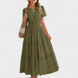 Maura - Sommerliches Maxikleid Mit kurzen Ärmeln – Grün