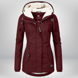 Winterjacke Damen mit Kapuze | Gefütterte Übergangsjacke – Rot
