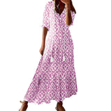 Daley - Bohemian-Kleid für Damen in Überlänge – Dunkles Rosa