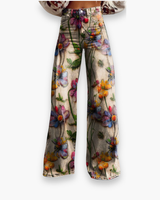 Damen Elegante Stoffhose | Vielseitig und Bequem – Blumen