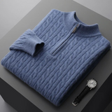 Robert – hochwertiger herrenpullover aus weichem stoff mit halbem reißverschluss – Blau