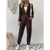 Ladies Luxury Retro Jumpsuit Trainingsanzug & Jogginganzug | Perfekt für jeden Tag tragen – Grau