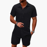 Vintage Polo-Shorts-Set für Herren - Sommerliches Outfit – Schwarz