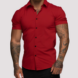 Oscar - Kurzärmeliges Hemd in Slim-Fit-Passform für Herren – Rot