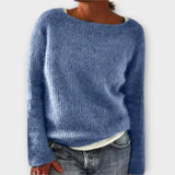 Lara | Einfarbiger Oversized-Strickpullover – Hellblau