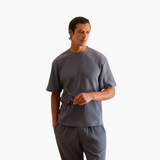 Plissee-Zweiteiler mit Kurzarmhemd - Herren Sommer-Set – Blau