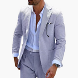 Herren Sommeranzug zweiteilig mit Nadelstreifen und Slim Fit – Hellblau