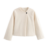 Amoura - Damen-Daunenjacke mit eckigem Kragen – Cremeweiß