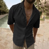 Luca | Offenes Strickhemd mit Retro-Vibes & modernem Flair – Schwarz