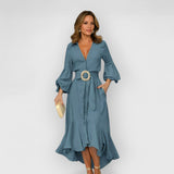 Claire | Sommerkleid mit Puffärmeln – Blau