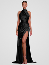 SATIN ROYALTY KLEID – Schwarz