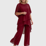 Linda | Anzug mit drapierten Palazzo-Hosen – Rot