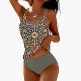 Dam Tankini Bikini Set – Bohemian Stil für Strand und Pool – Grün