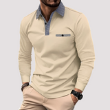 Aidan - Stilvolles Langarm-Poloshirt für Herren – Khaki