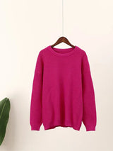 Warmer winterpullover: modischer rundhalsausschnitt im minimalistischen design – Rot