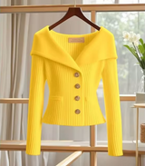 Haven – Gestrickte kurze Strickjacke – Gelb