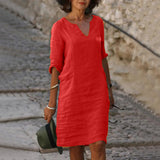 Abagail | Damen Modisches Kleid | Sommer – Rot