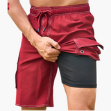 Sommer-Shorts - Herren 2-in-1 Stretchshorts mit Innenslip – Wassermelonenrot