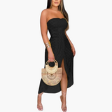 Besticktes Midikleid für Damen – Elegantes Sommerkleid – Schwarz