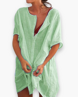 Damen Leichtes Strandkleid | Entspannt – Grün