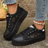 Damen Elegante Spitzensneaker | Atmungsaktiv und Stilvoll – Schwarz