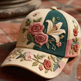 Virinia – Mütze Mit Blumen Stickerei – Beige