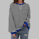 Amelia - Weicher Strickpullover mit Streifen – Schwarz
