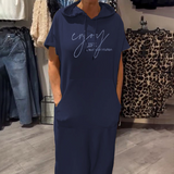 LORAVINE - Kapuzen Freizeitkleid – Tiefblau