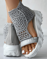 Gestrickte Damen-Sommersandalen - Bequem und schick – Silber