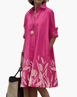 Damen Elegantes Hemdblusen Kleid | Modern – Rosa