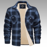 Truffel™ - Kariertes Truckerjacke mit Fleecefutter – Marineblau