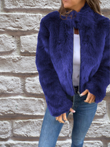 Sophie | Warme Jacke mit Faux Fur Kragen – Blau