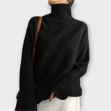 Elena | Warmer Pullover mit Rautenstruktur – Schwarz