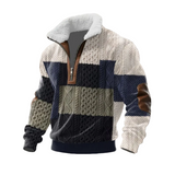 Tobias | ThermoSoft Fleecepullover mit Stehkragen – Schwarz/Blau