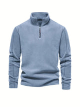 Cordpullover mit halbem reißverschluss – Helles Stahlblau