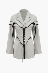 Ariana | Edles Zweiteiler-Set mit Blazer & Korsett-Schnürung – Elfenbein