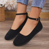 Schwarze Dirndl Schuhe mit Knöchelriemen für Damen | Flach – Schwarz