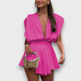 Arianne – Eleganter Jumpsuit mit V-Ausschnitt – Rosa