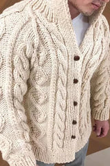 Benjamin - Herrenstrickjacke mit Stehkragen – Beige