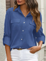 Athena - Baumwollhemd Mit Fronttaschen – Blau