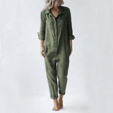 Tessa - Entspannter Frühlings-Jumpsuit mit Knopfleiste – Grün