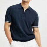 Liam - Reißverschluss-Poloshirt – Dunkelblau