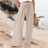 Luftige Baumwoll-Leinen-Hosen für lässigen Komfort – Beige