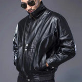 Erwin – klassische schwarze bikerjacke für herren – Schwarz