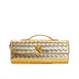Geflochtene Damen Clutch aus Echtleder – Elegant & Vielseitig – Gold
