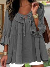 Garbine – Elegante Bluse Mit Rüschen Am Ausschnitt – Grau
