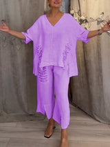 Ebony - Zweiteiliges Sommer Outfit Setzen – Lila