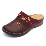 Janeth - Sandale MIT Keilabsatz Aus Leder – Burgund