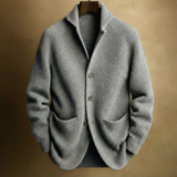 Silvoro – Gerippter Wollcardigan für Herren – Grau